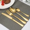 24pcs Gold/Silver Dinnerware Set Stainless Steel Tableware Knives Fork Spoon Rack Cutlery Set