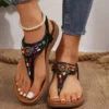 Colorful Beaded Clip Toe Bohemian Comfortable Summer Sandals