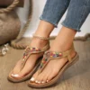 Colorful Beaded Clip Toe Bohemian Comfortable Summer Sandals