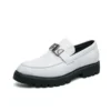 Men’s Exotic Crocodile Pattern Leather Slip On With Ornate Metal Buckle
