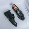 Men’s Exotic Crocodile Pattern Leather Slip On With Ornate Metal Buckle