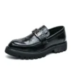 Men’s Exotic Crocodile Pattern Leather Slip On With Ornate Metal Buckle