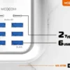 Moxom MX-ST24 12 IN 1 PD With 4 Universal Socket Multi Devices 20W 2 Meter Power StripMoxom MX-ST24 12 IN 1 PD With 4 Universal Socket Multi Devices 20W 2 Meter Power Strip